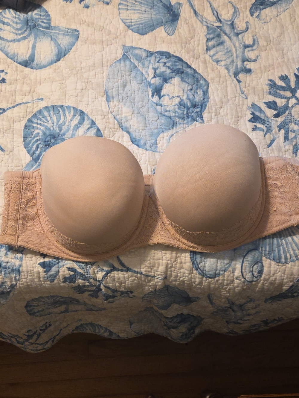 Torrid Curve Strapless Lace-Trim Push-Up Bra - Nude